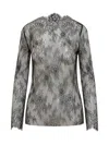 Alberta Ferretti Floral Pattern Lace Ls T-shirt In Gray