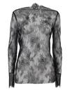 Alberta Ferretti Intricate Lace Long Sleeve Top With Floral Patterns In Multi