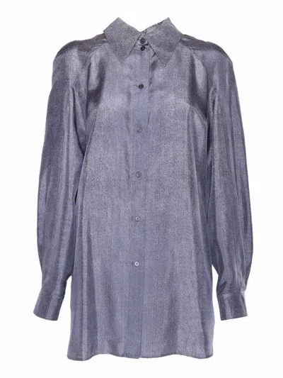 Alberta Ferretti Grey Silk Shirt In Blue