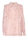 Alberta Ferretti Intricate Floral Embroidery Pink Shirt In Pink