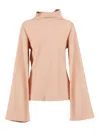 Alberta Ferretti Long-sleeved Button-down Shirt With Classic Collar And Subtle Sheen In Pink