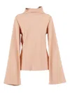 Alberta Ferretti Long-sleeved Button-down Shirt With Classic Collar And Subtle Sheen In Pink
