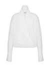 Alberta Ferretti White Cotton Blouse With Wrap Design In White