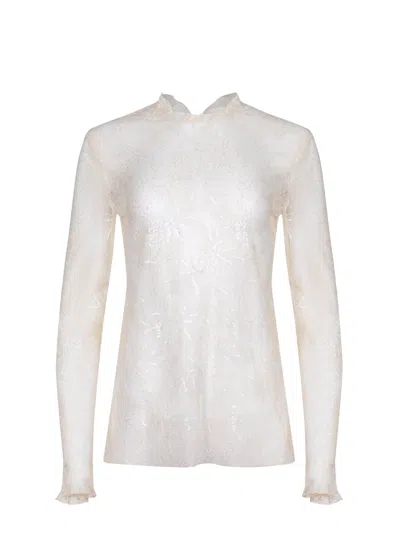Alberta Ferretti Embroidered Laced Blouse In White