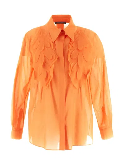 Alberta Ferretti Shirt With Ruffles In Orange