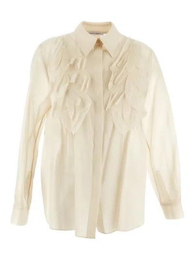 Alberta Ferretti Shirt With Ruffles In Beige