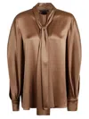 Alberta Ferretti Satin-finish Blouse With Tie Neck Detail