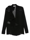 Alberta Ferretti Ruffled Long-sleeve Blouse In Black