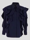 Alberta Ferretti Stretch-cotton Ruffled Detailing In Blue