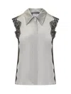 Alberta Ferretti Lace-trim Satin Shirt In Grey