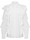 Alberta Ferretti Ruffled White Shirt With Dramatic Detailing In White