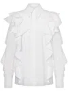 Alberta Ferretti Ruffled White Shirt With Dramatic Detailing In White