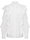 Alberta Ferretti Ruffled White Shirt With Dramatic Detailing In White
