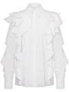 Alberta Ferretti Ruffled White Shirt With Dramatic Detailing In White