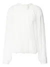 Alberta Ferretti Sheer Silk Blouse With Floral Embellishment In White