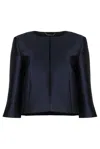 Alberta Ferretti Satin Finish Open Front Jackets In Blu