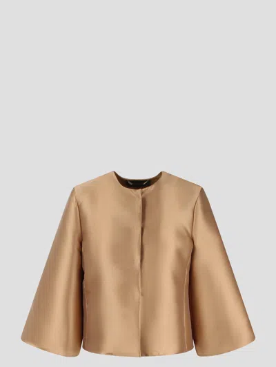 Alberta Ferretti Short Profile Casual Jacket In Brown