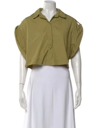 Pre-owned Alberta Ferretti Short Sleeve Crop Top In Green