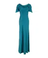 Alberta Ferretti Alberta Ferreti Turquoise Satin Long Dress In Blue
