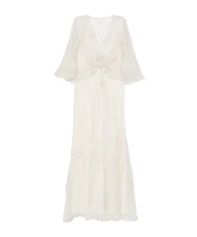 Alberta Ferretti Short Sleeve Dress In White