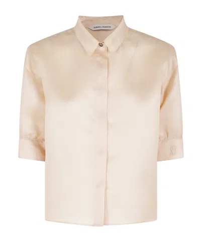 Alberta Ferretti Short-sleeve Boxy Shirt In Neutral