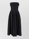 Alberta Ferretti Shoulder-baring Dress With Fitted Bodice And Flared Skirt In Black