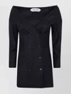 Alberta Ferretti Shoulder Exposed Tailored Double-breasted Jacket In Blue