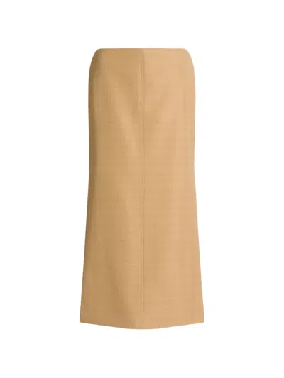 Alberta Ferretti Side Slit Skirt In Brown
