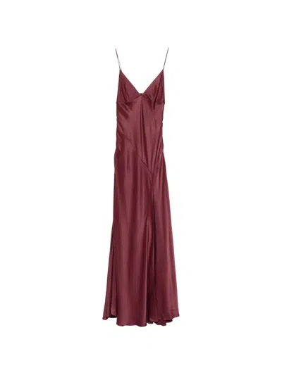 Alberta Ferretti Side-slit V-neck Maxi Dress In Red