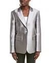 Alberta Ferretti Womens Grey Mikado Single-breasted Silk-blend Blazer In Grey