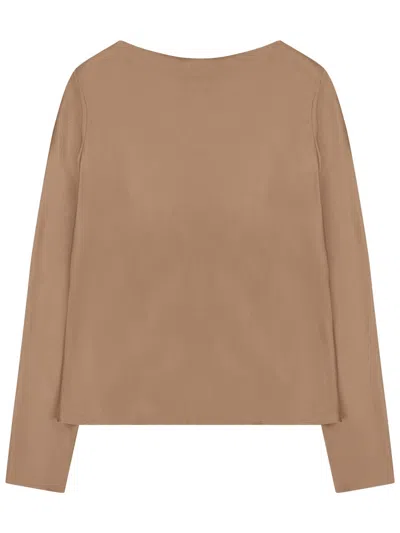 Alberta Ferretti Silk Blend Blouse In Brown