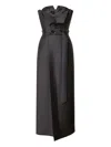 Alberta Ferretti Embroidered Wool Silk Bustier Dress In Gray