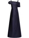 Alberta Ferretti Floor-length Silk Mikado Maxi Dress With Ruffle Hem In Blue
