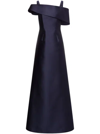 Alberta Ferretti Silk-blend Long Gown In Blue