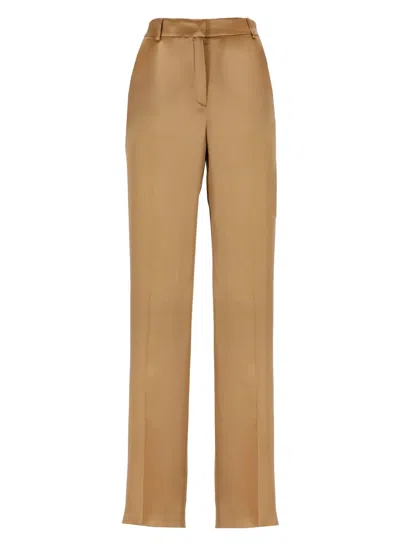Alberta Ferretti Silk Blend Trousers In Brown