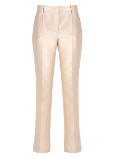 Alberta Ferretti Silk Blend Trousers In Beige