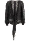 Alberta Ferretti Lace And Silk Blouse With Cut-out Sleeves In Black