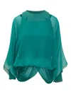 Alberta Ferretti Green Blouse With Layered Design In Green