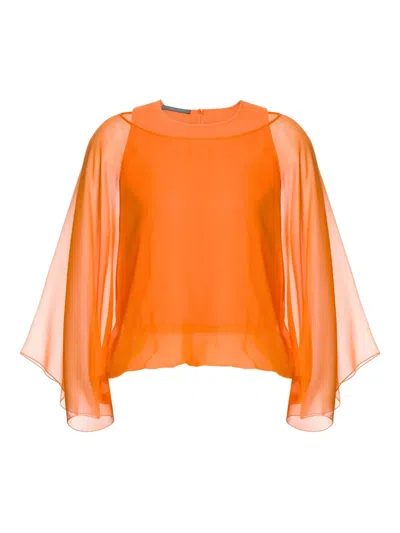 Alberta Ferretti Silk Blouse In Orange