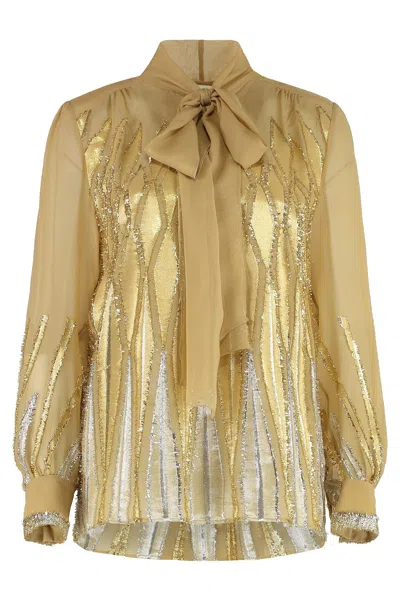 Alberta Ferretti Silk Blouse In Gold