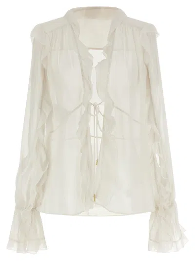 Alberta Ferretti Silk Blouse Shirt And Blouse Beige In Neutral