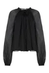 Alberta Ferretti Silk Chiffon Blouse In Black
