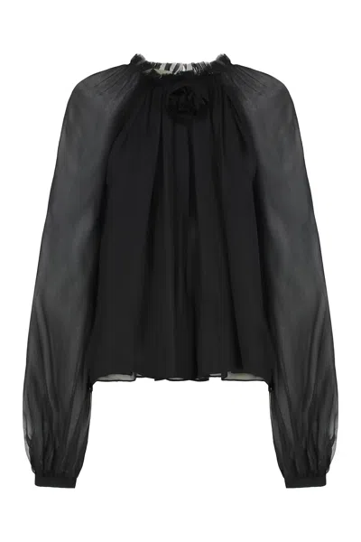 Alberta Ferretti Silk Chiffon Blouse In Black