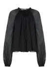 Alberta Ferretti Silk Chiffon Blouse In Black