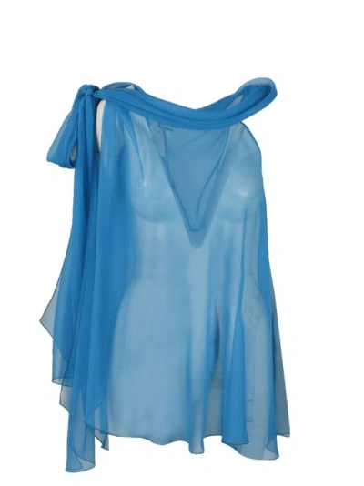 Alberta Ferretti Silk Chiffon Blouse In Blue