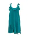 Alberta Ferretti Semi-sheer Silk Dress In Blue