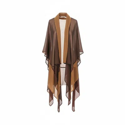 Alberta Ferretti Longline Chiffon Cardigan Sheer Design In Brown