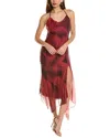 Alberta Ferretti Silk Chiffon Midi Dress In Red