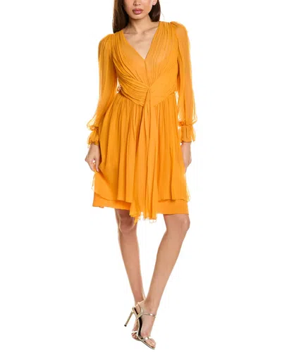 Alberta Ferretti Silk Chiffon Mini Dress In Orange