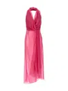 Alberta Ferretti Silk Chiffon Top With Draping In Pink